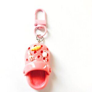 Croc Shoe Keychain with Charms Pink Mini Clog Bag Clip Cute Accessory Gift